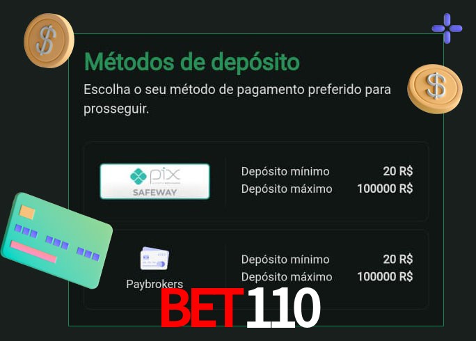 O cassino bet110 oferece uma grande variedade de métodos de pagamento